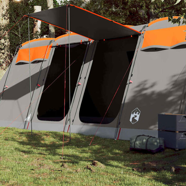 vidaXL Tente familiale tunnel 8 personnes gris et orange imperm&eacute;able