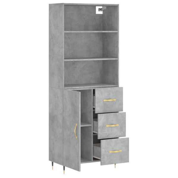 vidaXL Buffet haut Gris b&eacute;ton 69,5x34x180 cm Bois d'ing&eacute;nierie
