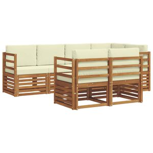 vidaXL Ensemble de canap&eacute;s d'ext&eacute;rieur 7 pc 7 place Naturel et Cr&egrave;me