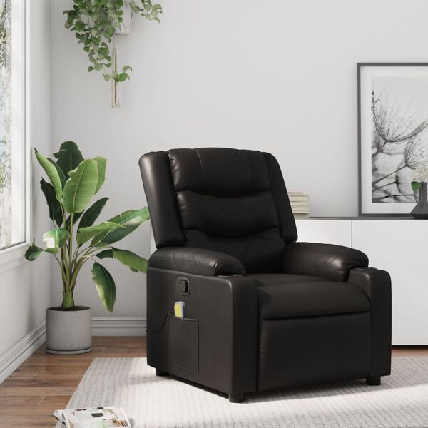 vidaXL Fauteuil de massage inclinable noir similicuir