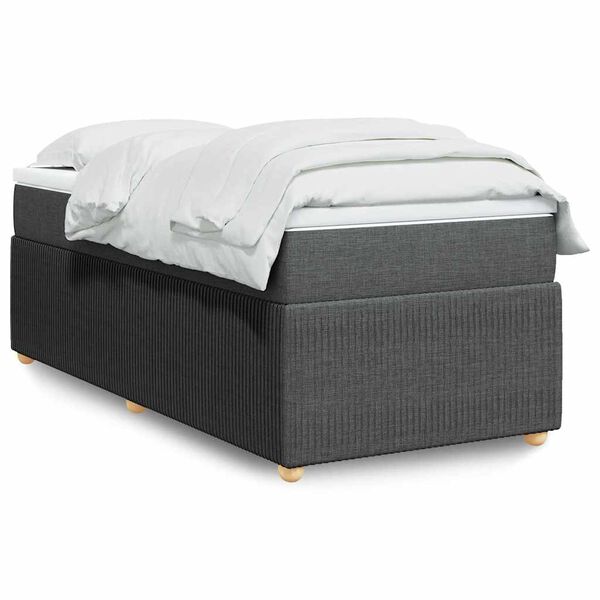 vidaXL Sommier &agrave; lattes de lit avec matelas Gris fonc&eacute; 100x200cm Tissu