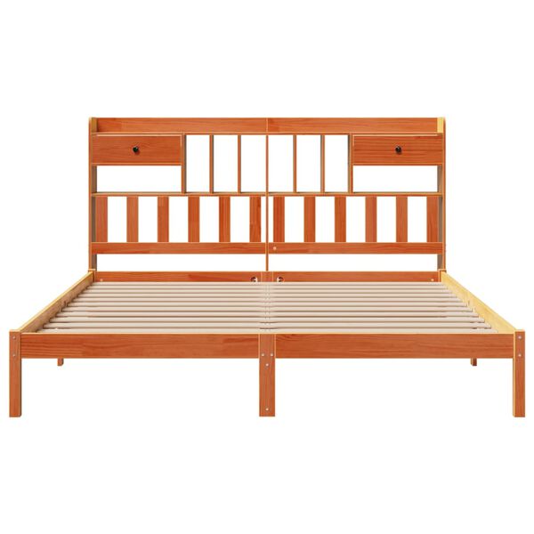 vidaXL Lit biblioth&egrave;que sans matelas cire marron 180x200 cm pin massif