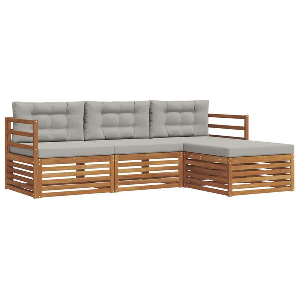 vidaXL Ensemble de canap&eacute;s d'ext&eacute;rieur 4 pcs Gris Naturel et Clair