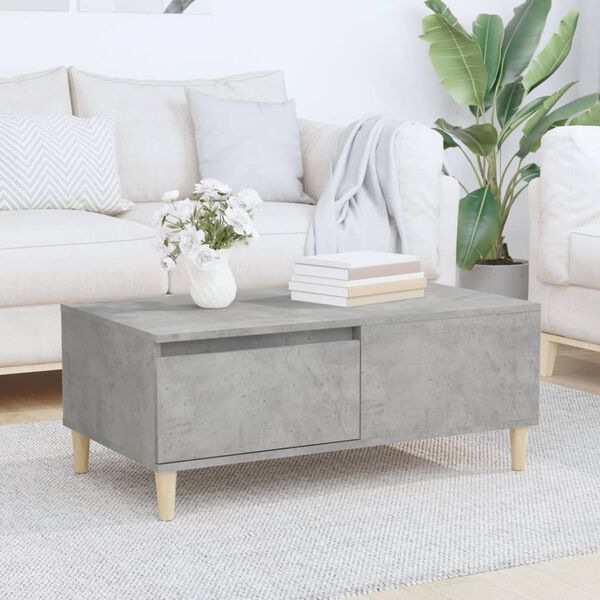 vidaXL Table basse Gris béton 90x50x36,5 cm Bois d'ingénierie