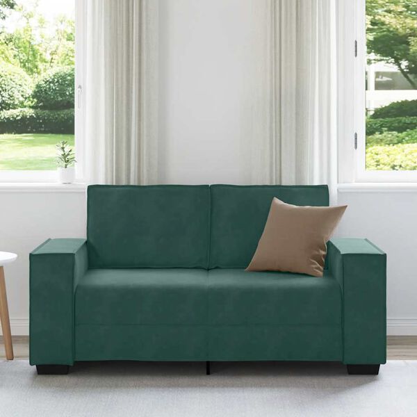 vidaXL Canap&eacute; &agrave; 2 places Vert fonc&eacute; 120 cm Velours