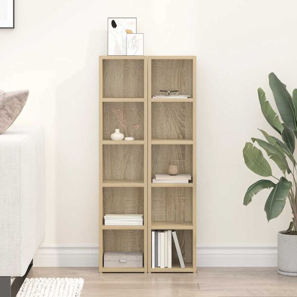 vidaXL Armoires &agrave; CD 2 pcs Ch&ecirc;ne sonoma 21x16x93,5 cm Agglom&eacute;r&eacute;