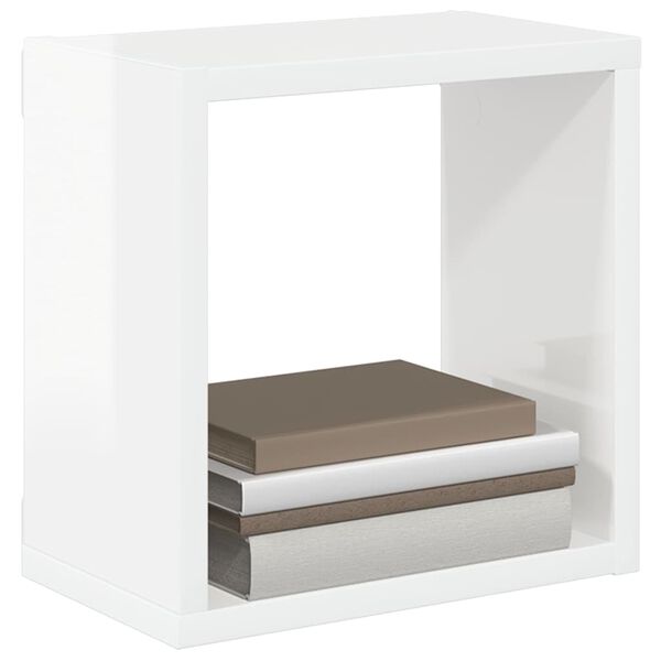 vidaXL &Eacute;tag&egrave;res cube murales 2 pcs Blanc brillant 26x15x26 cm