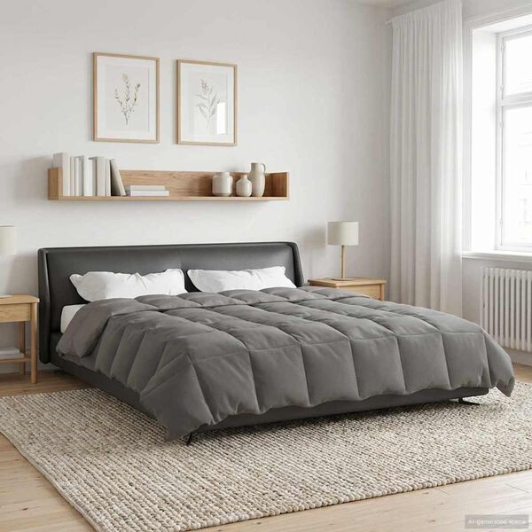 vidaXL Duvet complet toute l'ann&eacute;e Gris clair 200 x 220 cm Microfibre