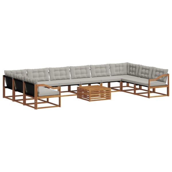 vidaXL Ensemble de canap&eacute;s d'ext&eacute;rieur 11 pcs Gris Naturel et Clair