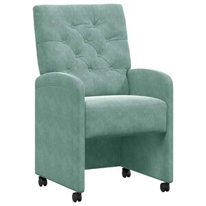 vidaXL Chaises de Salle &agrave; Manger avec Roues 2 pc Velours Vert marin