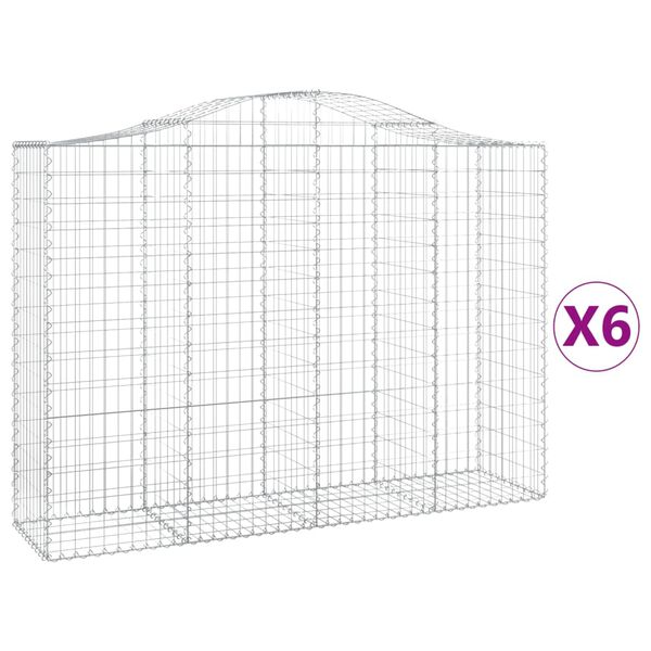 vidaXL Paniers &agrave; gabions arqu&eacute;s 6 pcs 200x50x140/160 cm Fer galvanis&eacute;