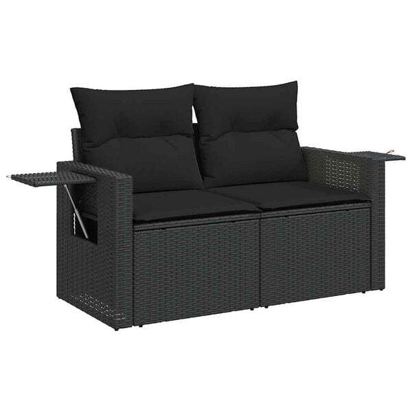 vidaXL Salon de jardin 8 pcs avec coussins noir r&eacute;sine tress&eacute;e
