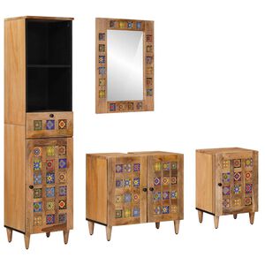 vidaXL Ensemble de mobilier de salle de bain avec tiroir 4 pcs Naturel
