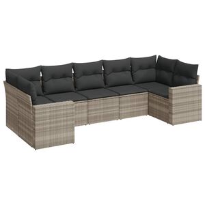 vidaXL Salon de jardin avec coussins 7 pcs gris clair r&eacute;sine tress&eacute;e