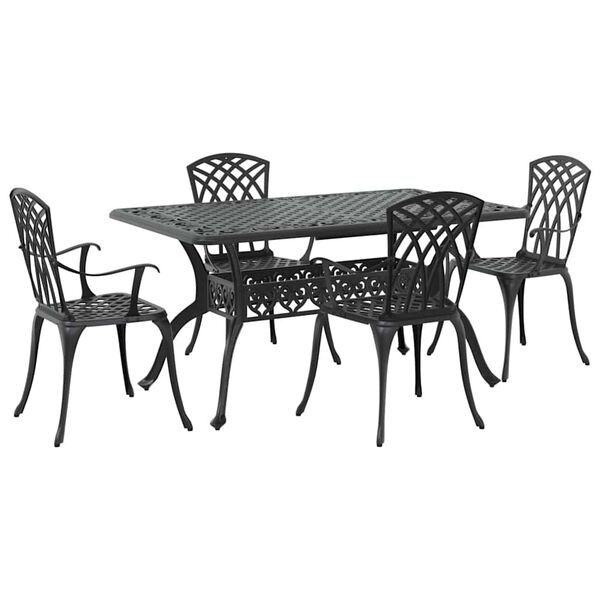vidaXL Ensemble de salle &agrave; manger pour jardin 5 pcs Noir Aluminium