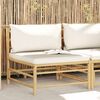 vidaXL Canapé central de jardin avec coussins blanc crème Bambou