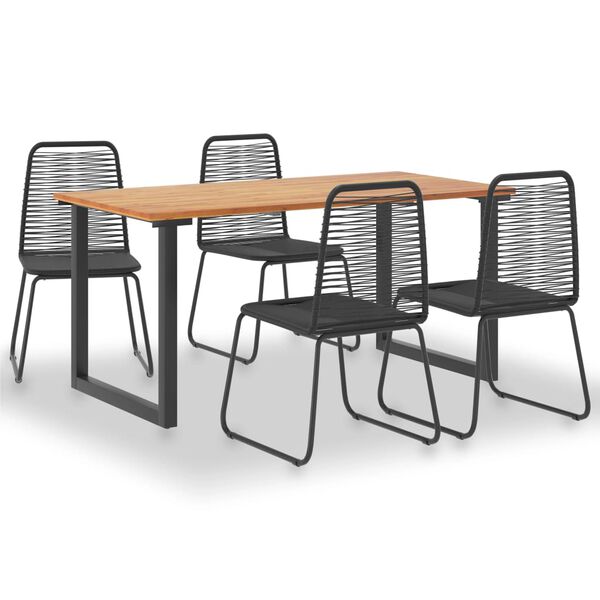 vidaXL Ensemble &agrave; manger d'ext&eacute;rieur 5 pcs Acacia et r&eacute;sine tress&eacute;e
