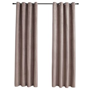 vidaXL Rideaux occultants avec anneaux en m&eacute;tal 2 pcs Taupe 140x175 cm