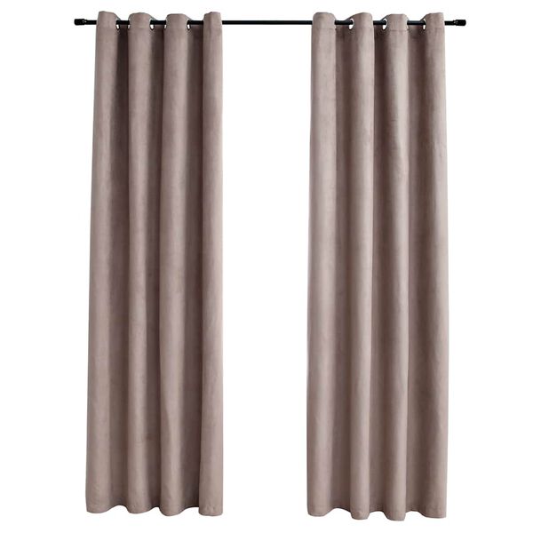 vidaXL Rideaux occultants avec anneaux en m&eacute;tal 2 pcs Taupe 140x175 cm