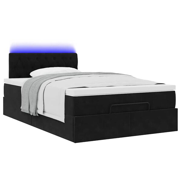 vidaXL Cadre de lit ottoman avec matelas noir 120x200 cm velours