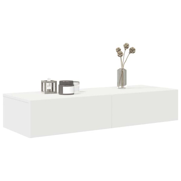 vidaXL &Eacute;tag&egrave;re murale avec tiroirs blanc 100x36x19cm bois d'ing&eacute;nierie