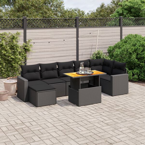 vidaXL Salon de jardin avec coussins 8 pcs beige résine tressée