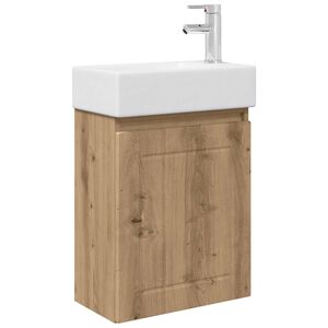 vidaXL Meuble de salle de bain avec robinet Ch&ecirc;ne artisanal