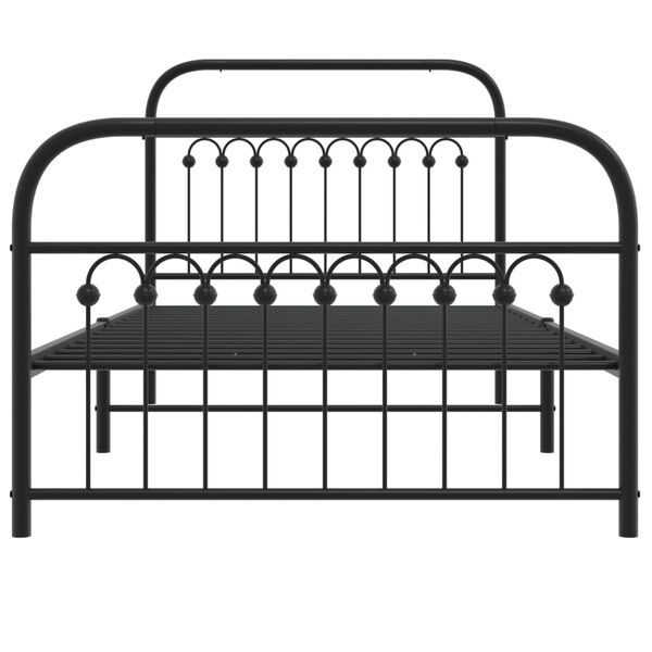 vidaXL Cadre de lit m&eacute;tal sans matelas avec pied de lit noir 100x190cm