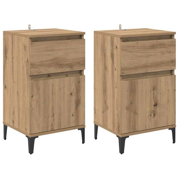 vidaXL Cabinet de chevet 2 pcs Ch&ecirc;ne artisanal 40 x 35 x 70 cm