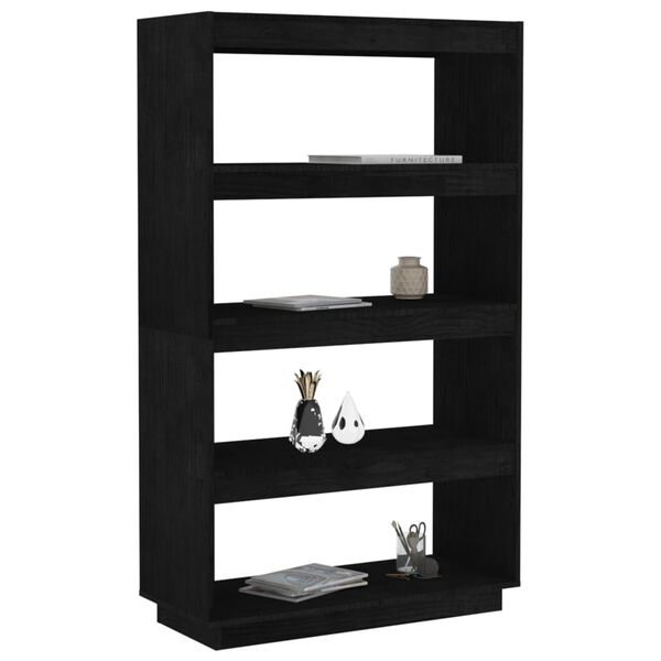 vidaXL Bibliothèque/Séparateur de pièce Noir 80x35x135 cm Pin massif