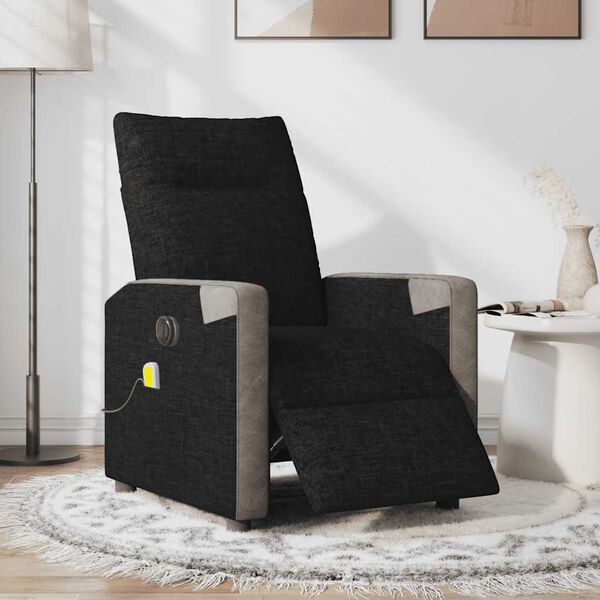 vidaXL Fauteuil de massage inclinable &eacute;lectrique Noir Tissu