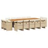 vidaXL Ensemble &agrave; manger de jardin et coussins 15 pcs beige