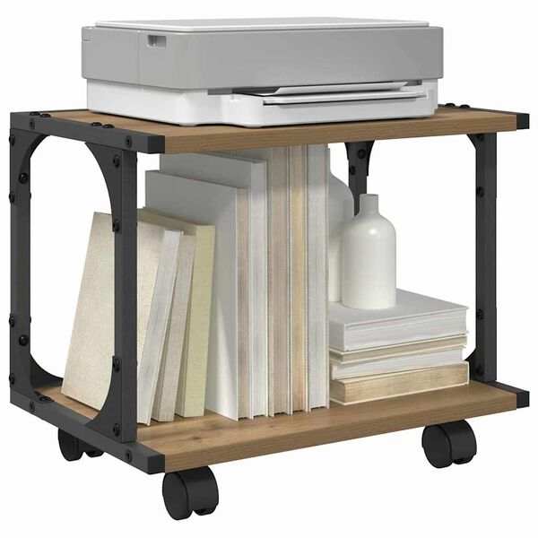 vidaXL Support d'imprimante Ch&ecirc;ne artisanal 41 x 28 x 33.5 cm