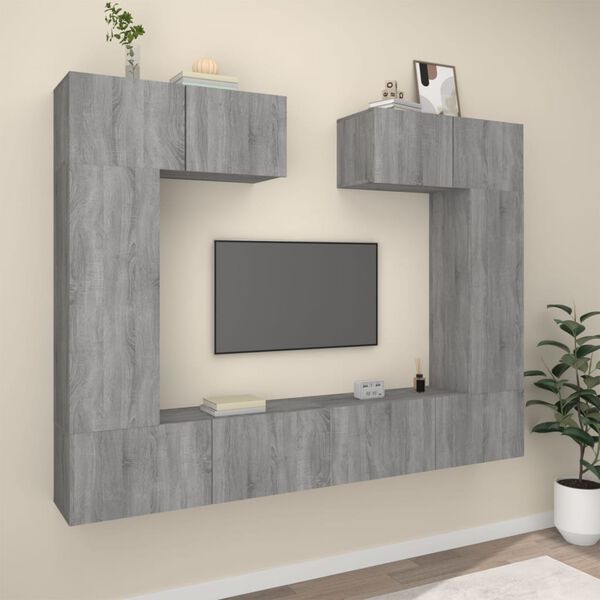 vidaXL Ensemble de meubles TV 6 pcs Sonoma gris Bois d'ing&eacute;nierie