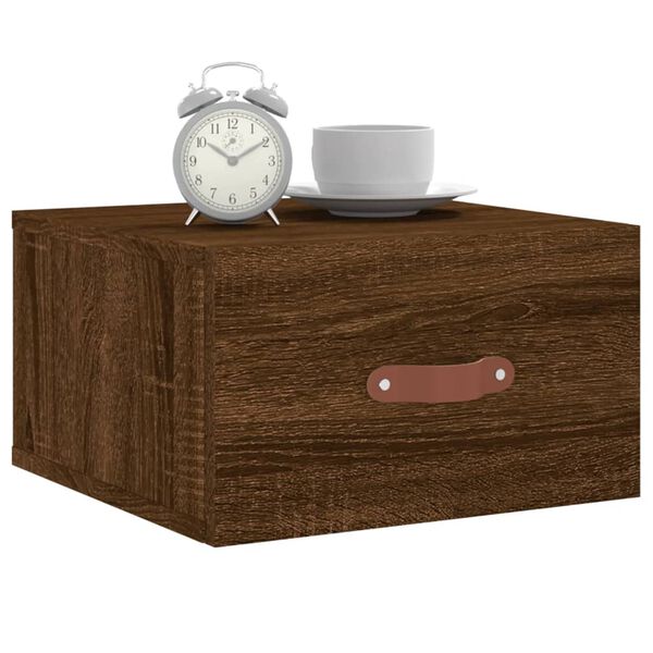 vidaXL Table de chevet murale chêne marron 35x35x20 cm