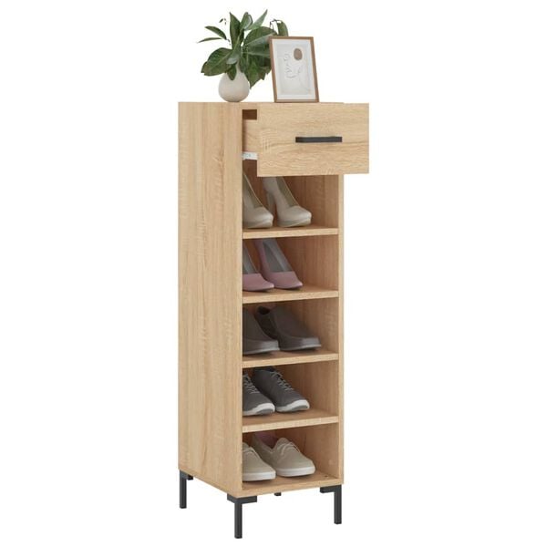 vidaXL Armoire &agrave; chaussures ch&ecirc;ne sonoma 30x35x105cm bois d'ing&eacute;nierie