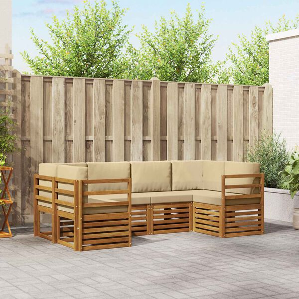 vidaXL Ensemble de canap&eacute; d'angle 6 pcs Naturel Bois d'Acacia Massif