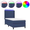 vidaXL Sommier &agrave; lattes de lit matelas et LED Bleu 90x200 cm Tissu