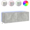 vidaXL Meubles TV muraux et lumi&egrave;res LED 2pcs gris b&eacute;ton 60x35x41 cm