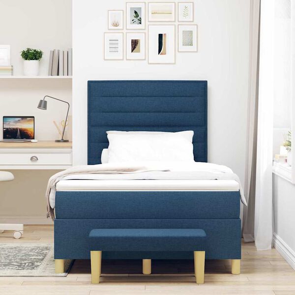 vidaXL Lit &agrave; ressorts avec matelas Bleu 120 x 190 cm tissu