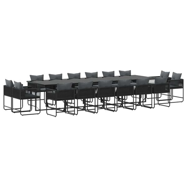 vidaXL Ensemble de salle &agrave; manger pour jardin 17 pcs Noir Acier