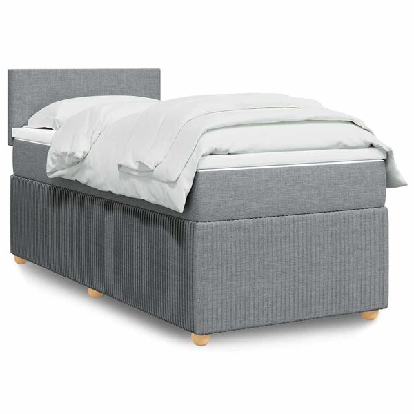 vidaXL Sommier &agrave; lattes de lit avec matelas Gris clair 100x200cm Tissu