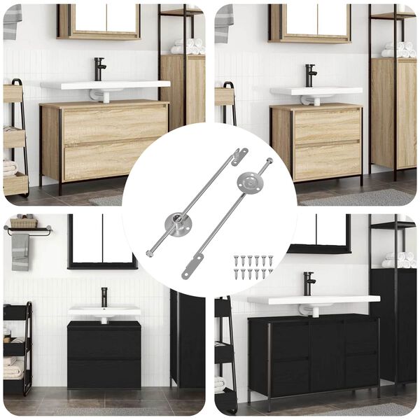 vidaXL Charni&egrave;re &agrave; tige de traction 2 pcs Argent&eacute; 190 mm Fer