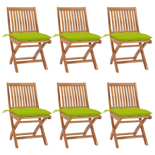 vidaXL Chaises pliables de jardin avec coussins lot de 6 Bois de teck
