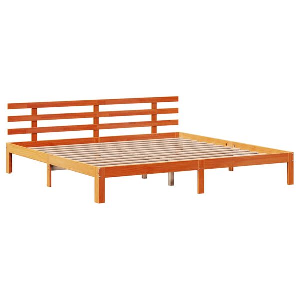 vidaXL Cadre de lit et t&ecirc;te de lit sans matelas cire marron 180x200 cm