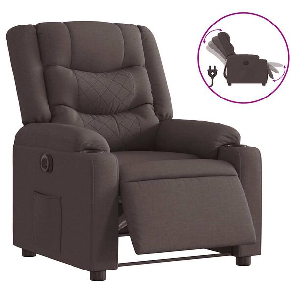 vidaXL Fauteuil inclinable &eacute;lectrique Marron fonc&eacute; Tissu