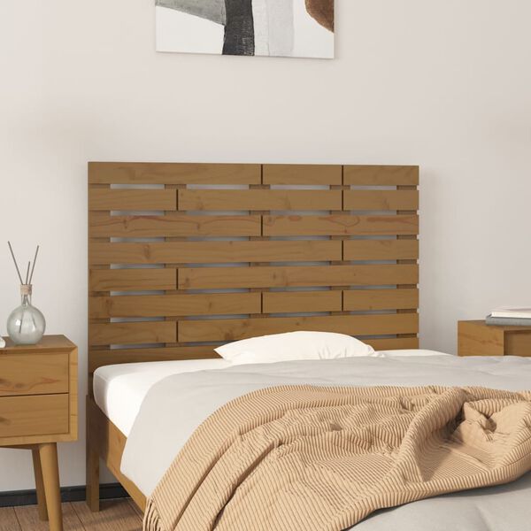 vidaXL T&ecirc;te de lit murale Marron miel 96x3x63 cm Bois massif de pin