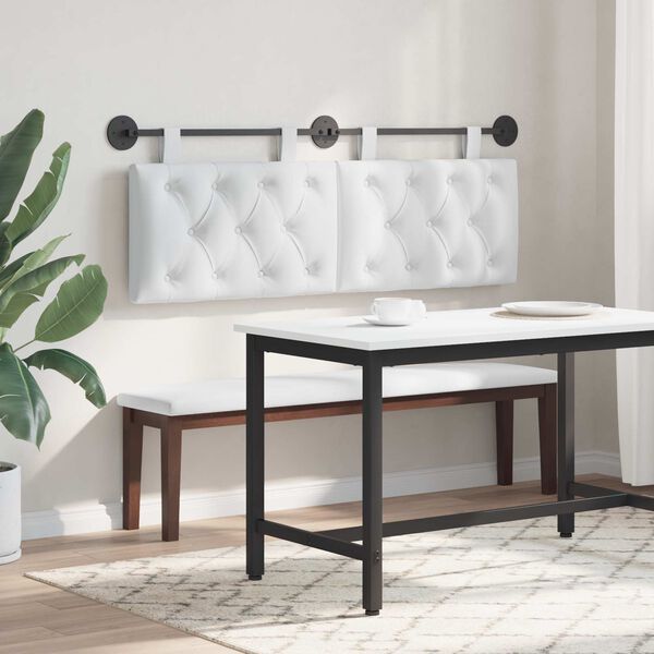 vidaXL T&ecirc;te de lit suspendue Montage mural Blanc 150 x 55 x 7 cm tissu