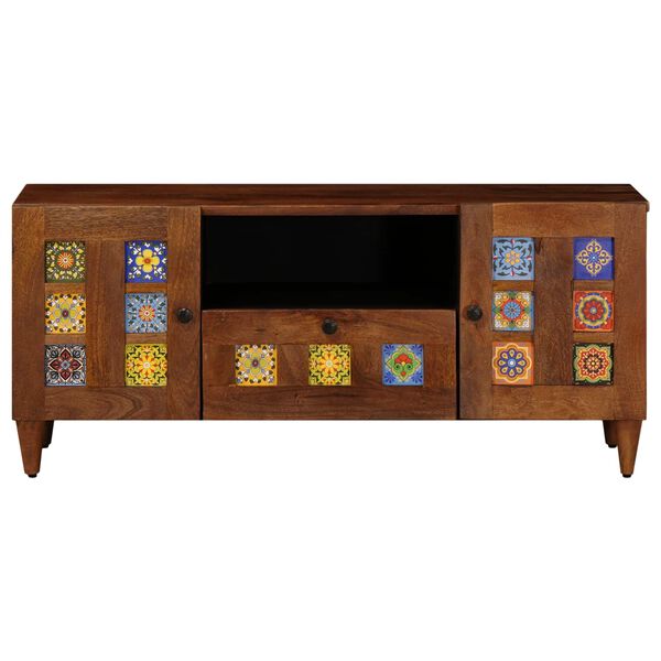 vidaXL Meuble TV Noyer 105 x 33 x 46 cm Bois de mangue massif