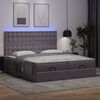 vidaXL Lit ottoman avec matelas & LED Gris 160x200cm similicuir